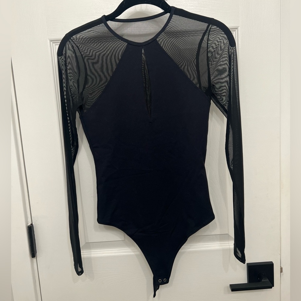 Abercrombie & Fitch SOFT AF Black Sheer Mesh Combination Bodysuit - XS nwot